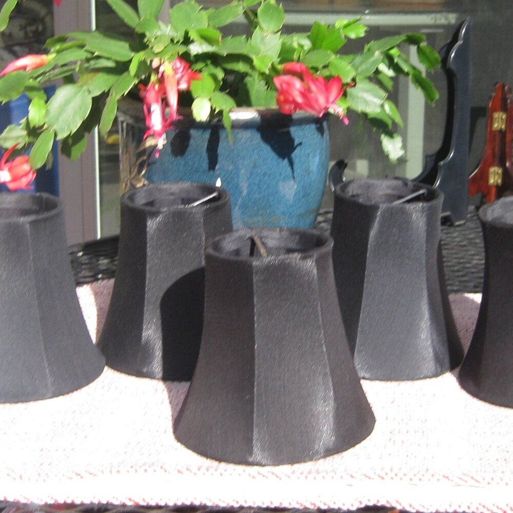 Set of 5 Black Chandelier Clip Mount Lamp Shades